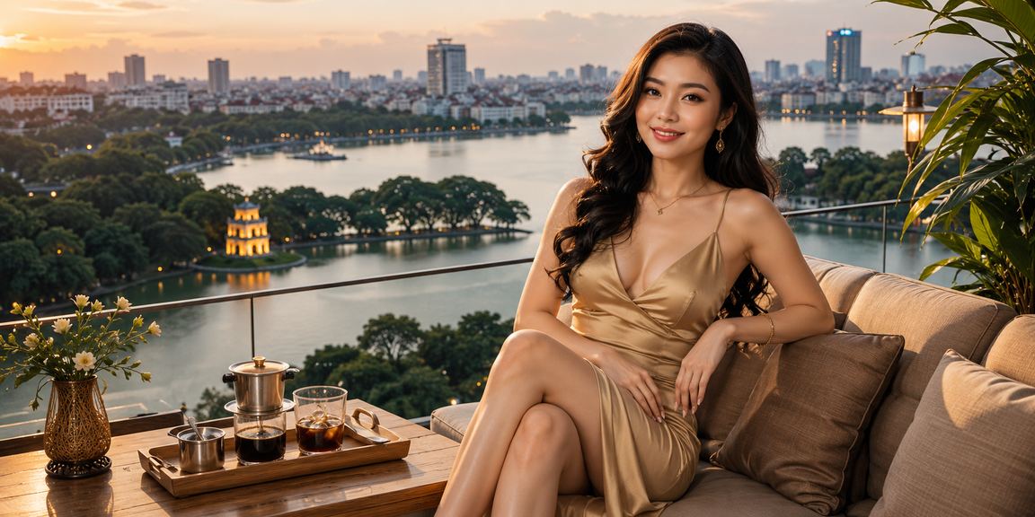 Người dùng Hà Nội thưởng thức cà phê buổi sáng trong khi xem thông tin jackpot trên điện thoại